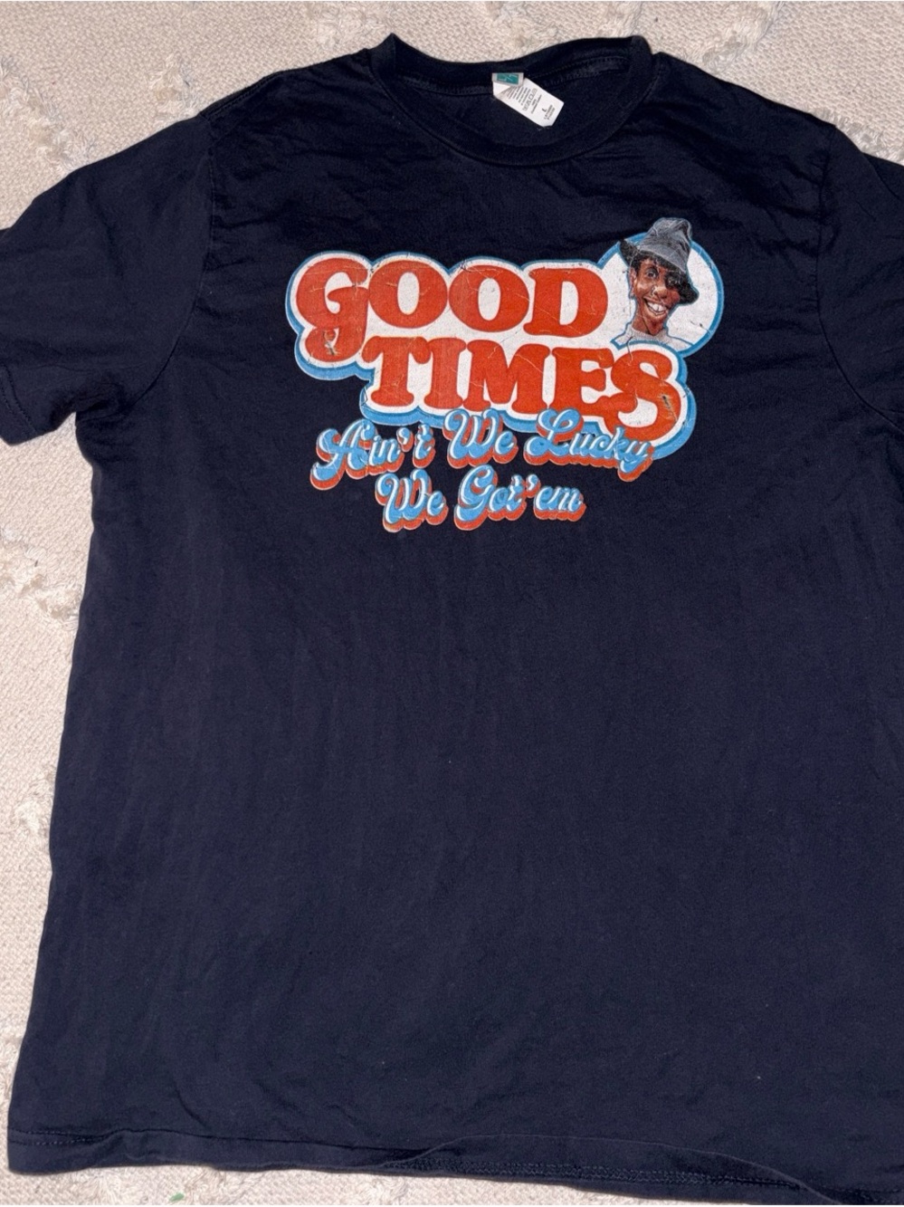 Good Times Graphic Tee - Blue with Red & Blue Print
